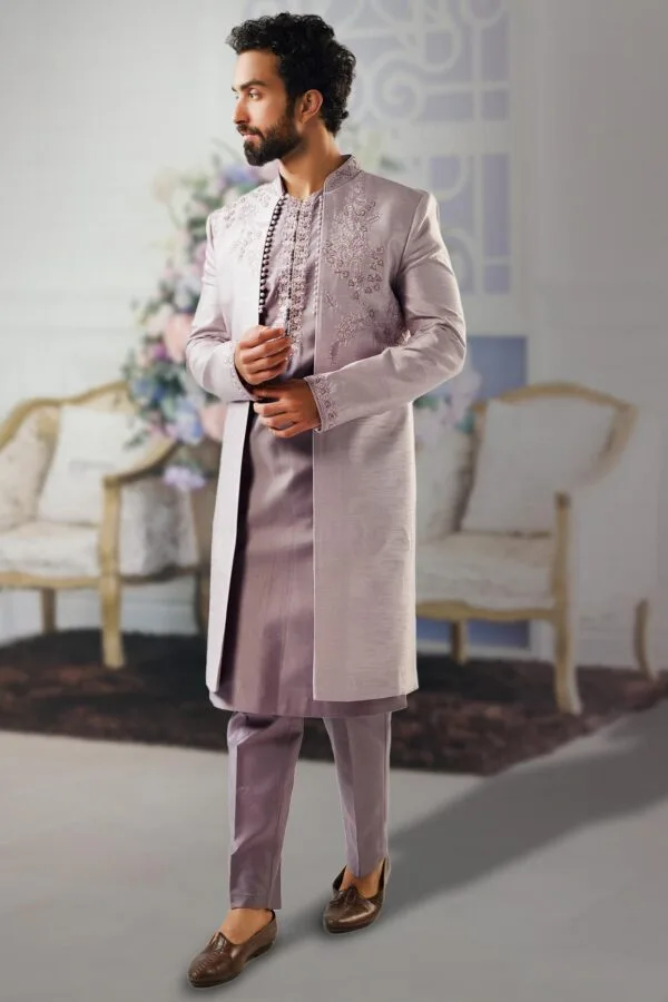 Lavender Indo Western set with long jacket